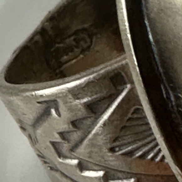 Pink conch turquoise native sterling silver maker sterling silver statement ring - Picture 11 of 12